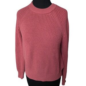 Evereve Ava dark rose cotton blend pullover fisherman sweater size small
